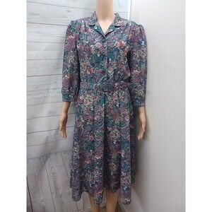 Vtg California Looks Dress Floral Short Long Sleeves Sz 10